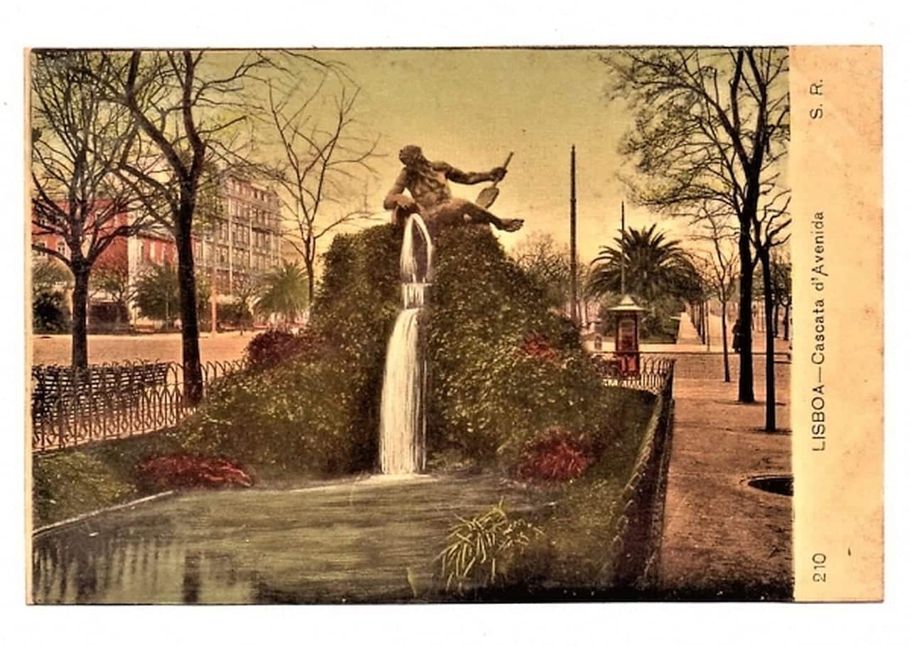 Cartao Postal Antigo - Portugal - Lisboa - Cascata d´Avenida - Anos 1900