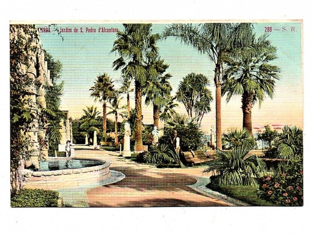 Cartao Postal Antigo - Portugal - Lisboa - Jardim de São Pedro d´Alcantara - Anos 1910