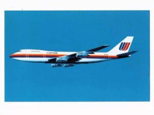 Cartao Postal Aviao Boeing 747 100 - United - Anos 80