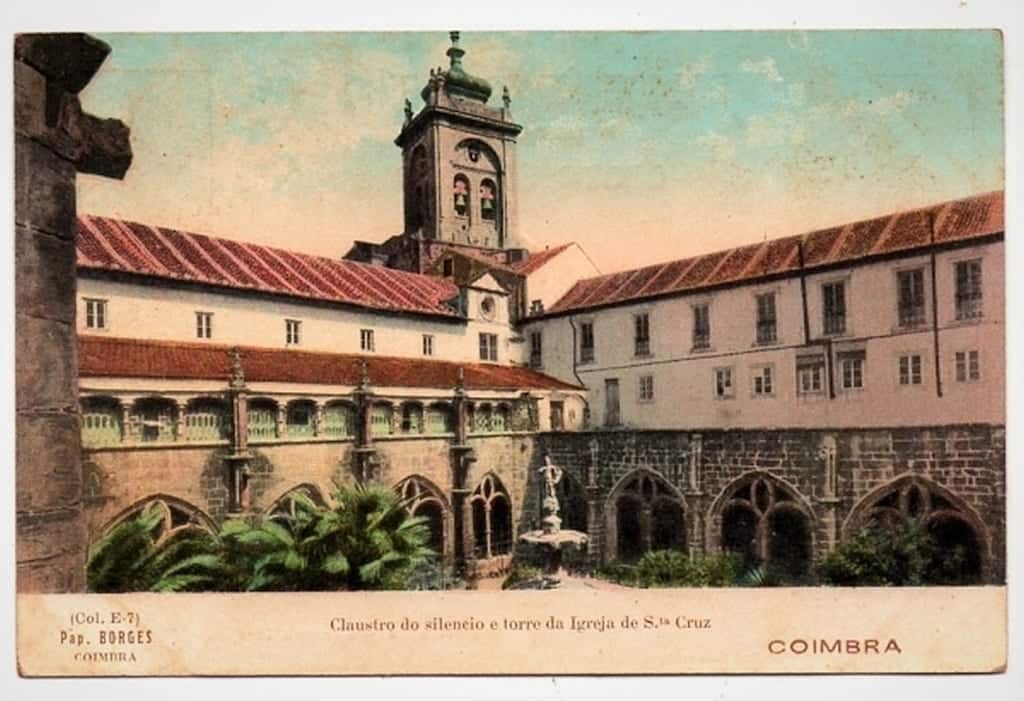 Cartao Postal Claustro do Silencio e Torre da Igreja de Santa Cruz - Coimbra - Portugal - Anos 20