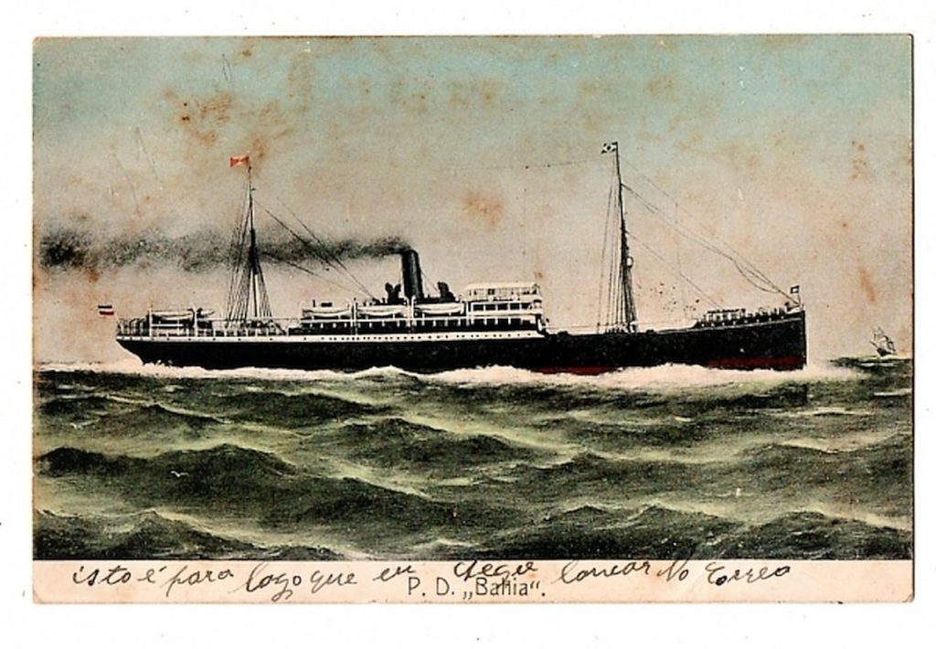 Cartao Postal Navio P. D. Bahia - 1910 - Circulado