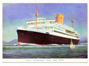 Cartão Postal Navio RMS Alcantara - Royal Mail Lines - Anos 50