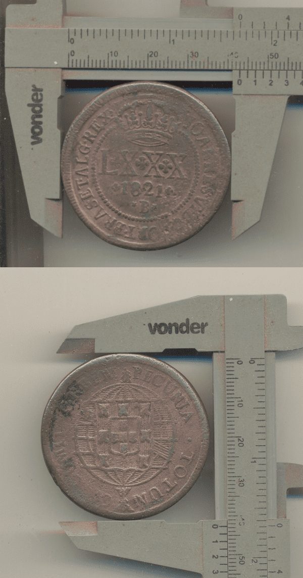 LXXX 1821 B. 70 PÉROLAS E Nº1 DESLOCADO PARA BAIXO.