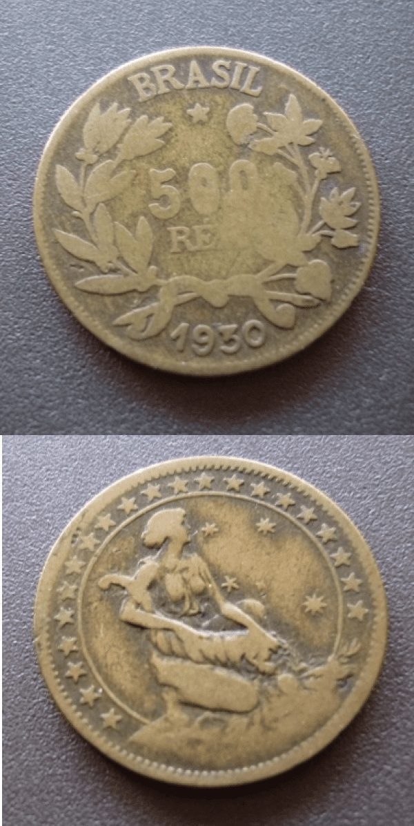 MOEDA 500 RÉIS 1930 DATA ESCASSA