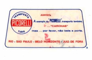 Plastico Adesivo - Transportadora Picorelli - Rio - SP - B Horizonte - Juiz de Fora - Anos 70