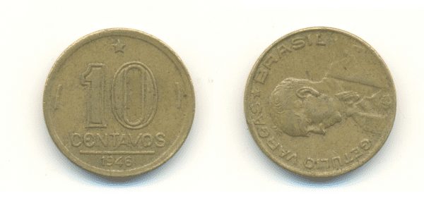 10 cent. 1946 g. vargas horizontal 27464 Casa do Colecionador