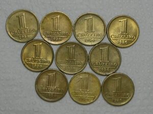 10 Moedas 1 Cruzeiro - 1956 em Bronze/al / Módulo menor / Cod. 440