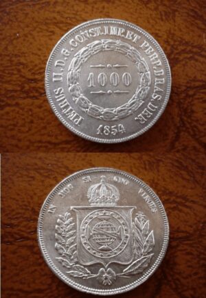 1000 RÉIS PRATA 1854 DATA ESCASSA .