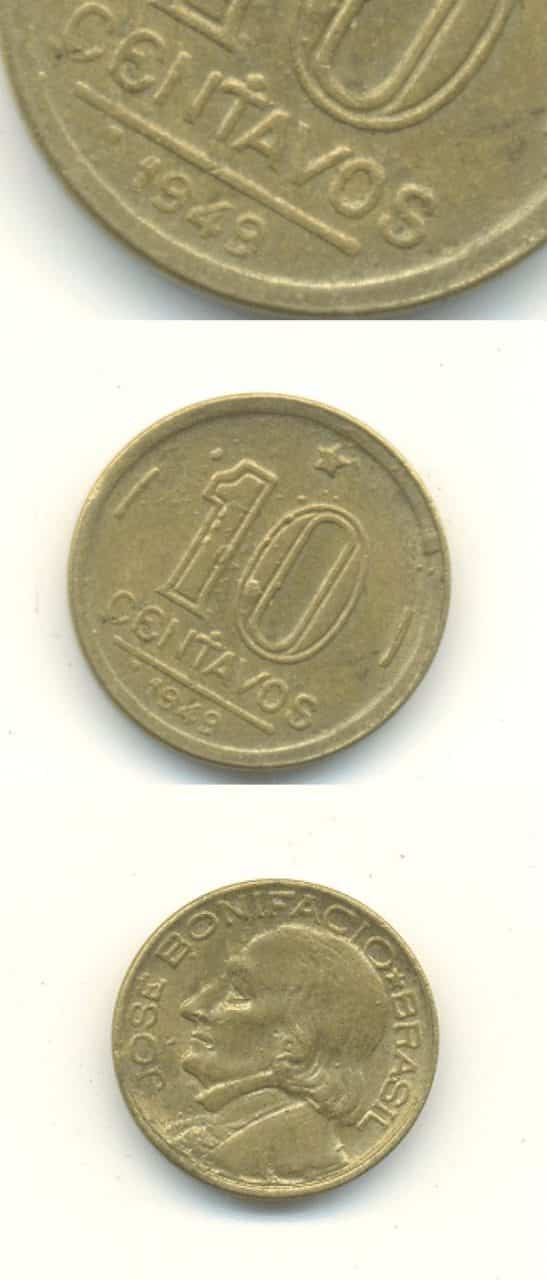 10CENT. 1949 CENTAVOS COM PONTO EM CIMA DA LETRA T.