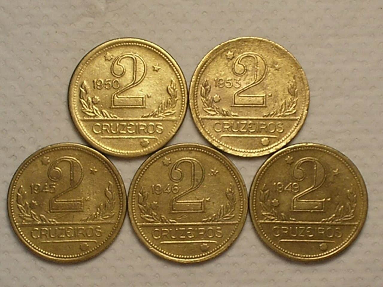 2 Cruzeiros - 1945/1946/1949/1950/1953 - Mapa / Bz/al / Cod. 150.6