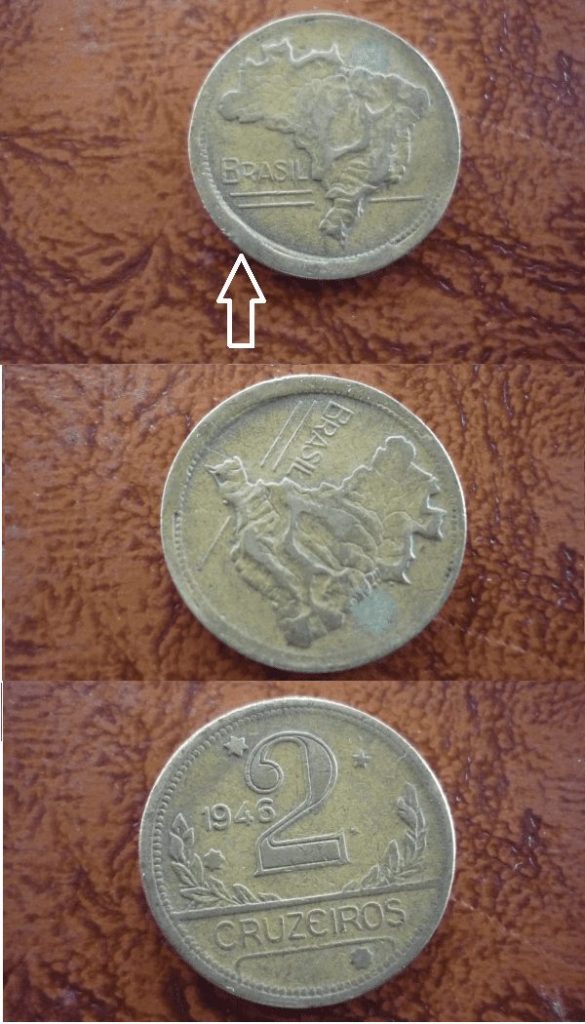 2 CRZS. 1946 SOBRA DE METAL, BORDA GROSSA .