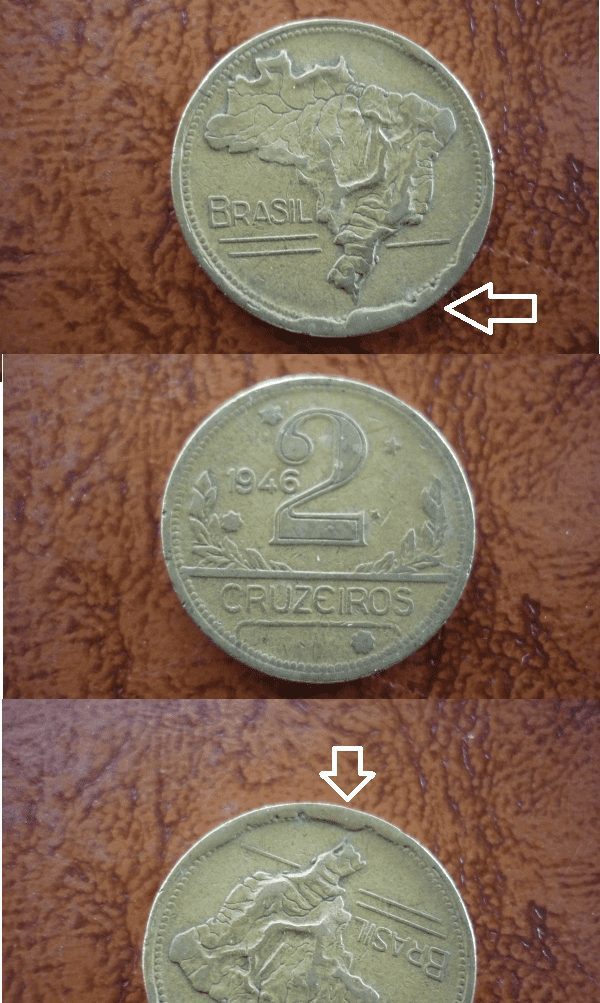 2 CRZS. 1946 SOBRA DE METAL NA BORDA .