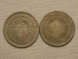2 moedas de 100 Réis - 1894 / Niquel / Cod. 870