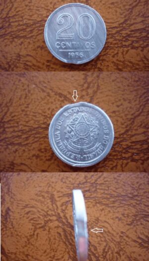 20 CENT. ALUMÍNIO 1956 FINAL DE CHAPA .