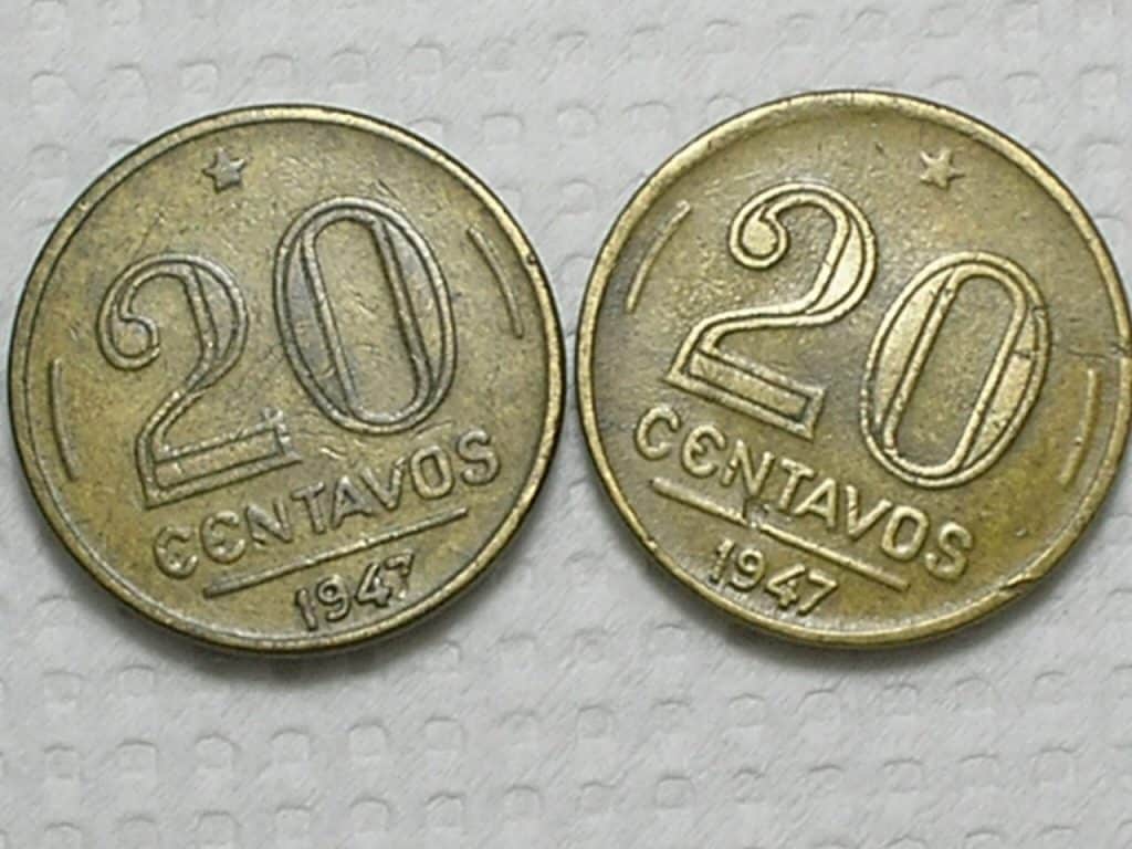 20 Centavos - 1947 / Variante 7 com perna Longa e perna curta / Catalogadas / Cod. 890