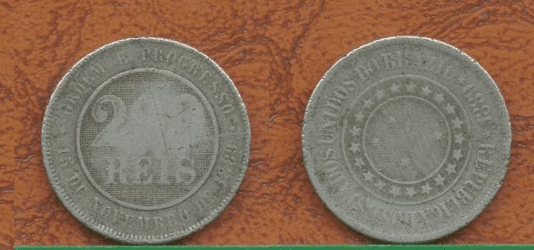 200 RÉIS 1889 QUASE REVERSO HORIZONTAL PERFEITO .