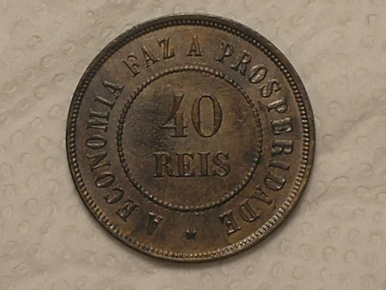 | Casa do Colecionador 40 Réis - 1900 ... Em Bronze / Mbc / Cod. 720.1