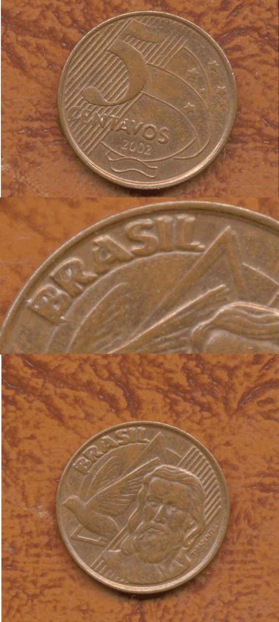 5 CENT. 2002 BRASIL DUPLO .