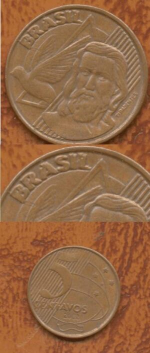 5 CENT. REAL 2002 BRASIL DUPLO- TRIANGULO DUPLO .