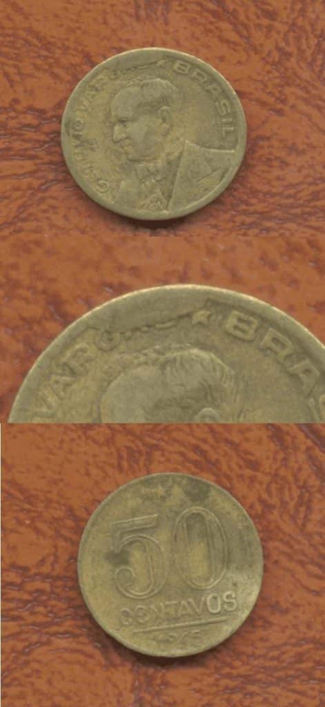 50 CENT. 1945 G. VARGAS COM SOBRA DE METAL .