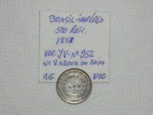 500 Réis - 1853 / Variante, 8 aberto em baixo / Catalogado por vinícius nº 952 / Co.370