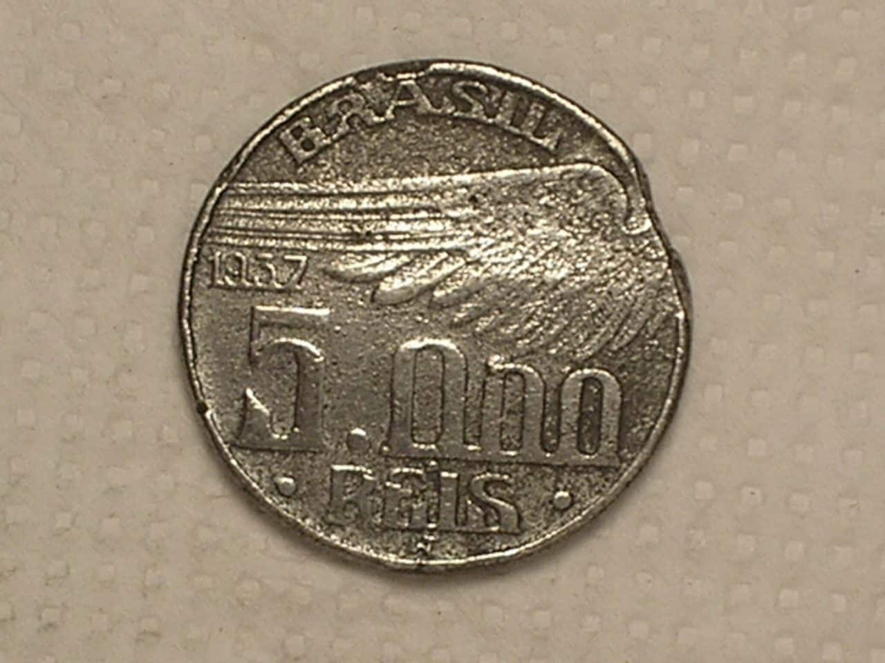 5.000 Réis - 1937 Falsa Clássica da Época // Santos Dumont / Não é Prata / Circulava fácil como verdadeira / Cod. 200