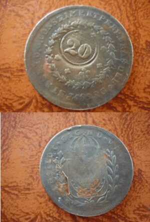 80 RÉIS 1828G. COM CARIMBO DE 20 .