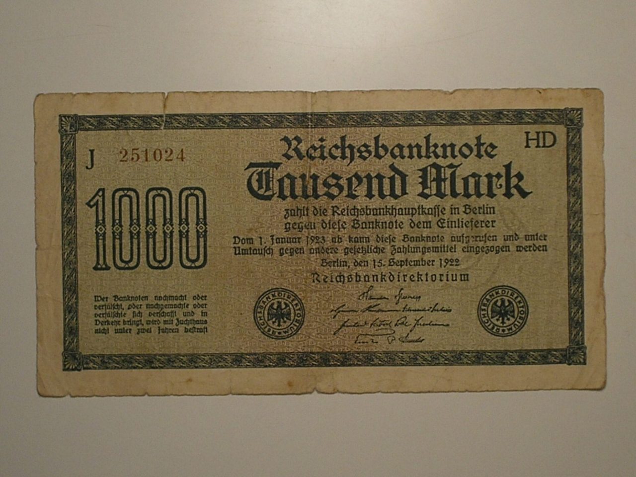 Alemanha 1000 Mark 1922 Pick 76 Mbc Berlin Ca 251024