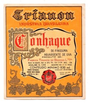 Antigo Rotulo Conhaque Trianon - Guanabara - Rio - Anos 60