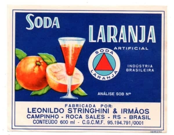 Antigo Rotulo Refrigerante Soda Laranja Artificial - Leonildo Stringhini & Irmãos - Anos 60