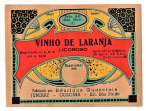 Antigo Rotulo Vinho De Laranja Colonia - Colonia - Jundiai - SP- Anos 50
