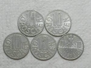 Austria) 10 Groschen - 1952/1959/1965/1966/19671967 / Aguia / Aluminio / Mbc/sob / box3