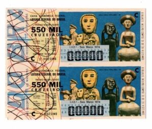 Bilhete Loteria Federal Brasil - Prova Numeração Zerada - Esculturas Populares - Pernambuco - 1974