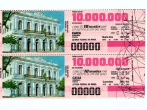 Bilhete Loteria Federal Brasil - Prova Numeração Zerada - Pedreira - SP - Paço Municipal - 1982