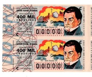 Bilhete Loteria Federal Brasil - Prova Numeração Zerada - Regente Feijo - Vultos Historicos do Brasil - 1971