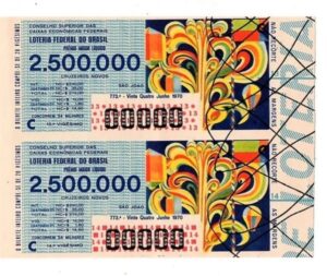 Bilhete Loteria Federal Brasil - Prova Numeração Zerada - São João - 1970