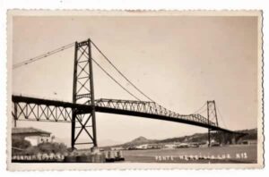 Cartao Fotografico Postal Ponte Hercilio Luz Florianopolis - SC - Anos 50