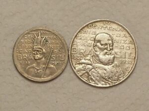 Casal) 100 / 2000 Réis - 1932 ... da série Vicentina / Níquel e Prata / Cod. 370.3