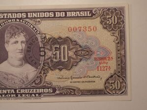 Cédula Erro de Impressão - (( Minstro da fazenda)) - 50 Cruzeiros com carimbo / - Sob/Flor - / cod. 746