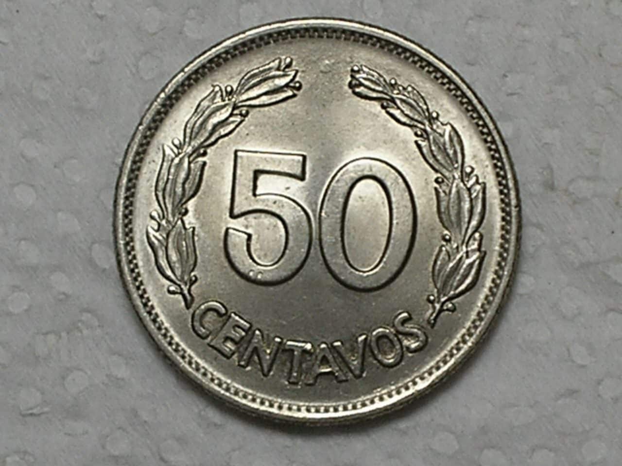 Ecuador) 50 Centavos - 1975 / Ni-Cl.St. / Flor de Cunho / box4