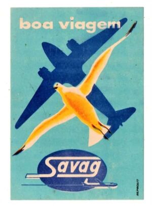 Etiqueta Bagagem / Mala Savag Viaçao Aerea Gaucha Anos 40 ( 1 ) - Aviação