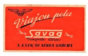Etiqueta Bagagem / Mala Viajou Pela Savag Viaçao Aerea Gaucha Anos 40 Aviação