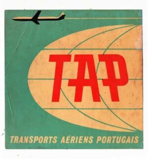 Etiqueta De Bagagem / Mala - Aviação / Trnasportes Aereos Portugueses - TAP - Anos 50