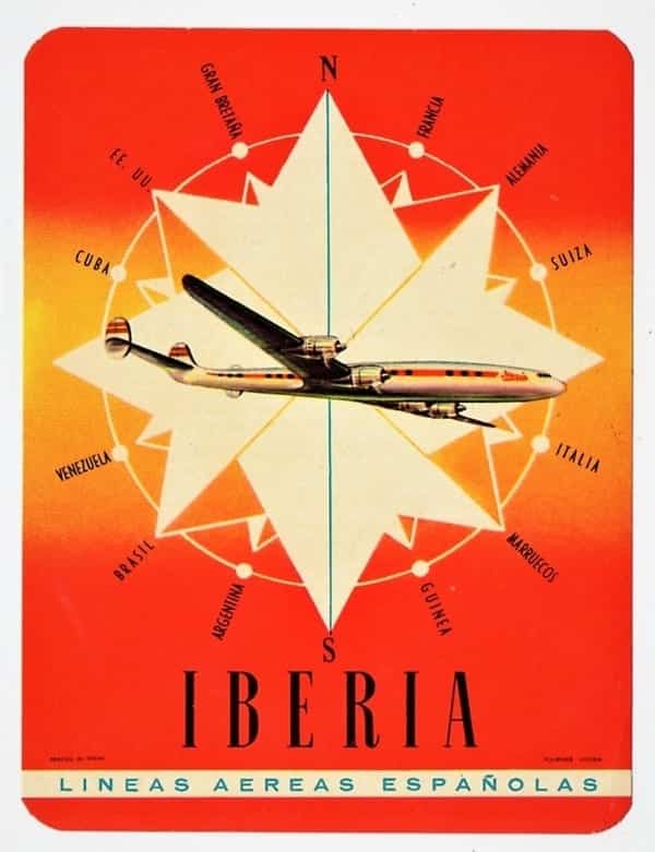 | Casa do Colecionador Etiqueta De Bagagem / Mala - Constellation Iberia - Anos 50 - Aviação