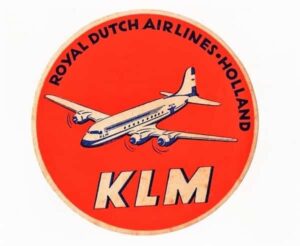 Etiqueta De Bagagem / Mala Klm Royal Dutch Airlines Anos 50 - (2) - Redonda