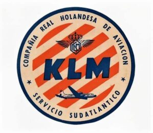 Etiqueta De Bagagem / Mala Klm Royal Dutch Airlines Anos 50 - (3) - Redonda