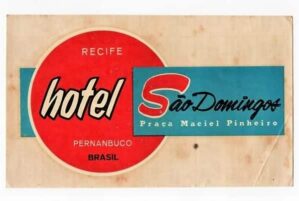 Etiqueta De Bagagem Mala Water Slide - Hotel São Domingos Recife ( PE ) - Anos 60