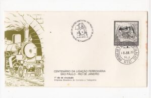 Filatelia - FDC - 1 Dia de Circulação - Centenario da Ligação Ferroviaria SP - RJ - 1977