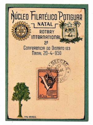 Filatelia - Folhinha Nucleo Filatelico Potiguar - 2 Conferencia Distrito 123 Rotary Internacional - Natal ( RN ) - 1950
