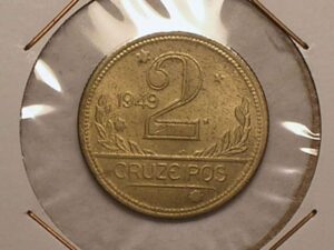 Flor de Cunho Total) Moeda de 2 Cruzeiros - 1949 - Mapa do Brasil / Cod. 780